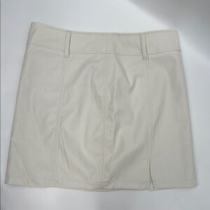 Cream Colored Faux Leather Mini Pencil Skirt Size 12 Vegan Leather